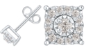 Macy's Men's Diamond Cluster Single Stud Earrings (1/4 ct. t.w.) in 10k White Gold